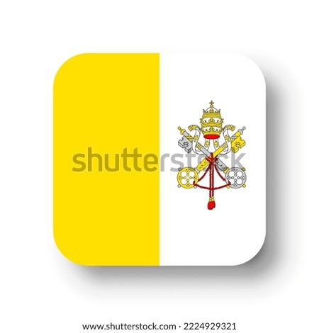 Vatican City flag - flat vector square with rounded corners and dropped shadow.