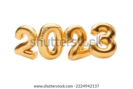 New Year 2023 balloons on a white background. Celebratory balloons for the new year. Royalty-Free Stock Photo #2224942137