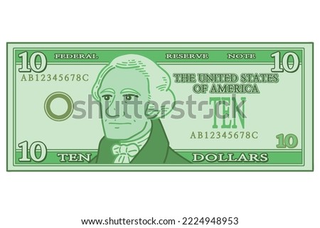 US 10 Dollar bill. Vector illustration.