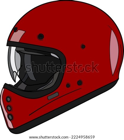 Classic red helmet with mirror in front. This file is in vector format so it's easy to edit. The red color shows a bold and handsome impression