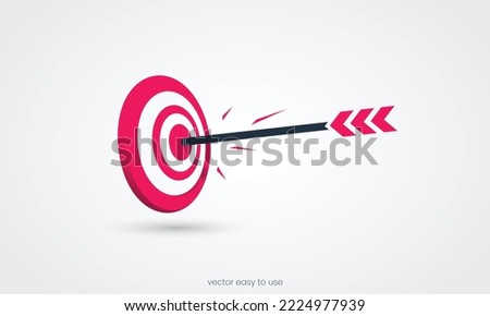 Target icon, 3d icon Vector illustration, business banner.
Red goal, arrow, idea concept, perfect hit, winner, hit goal icon.
eps 10.