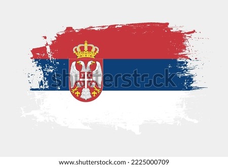 Brush painted national emblem of Serbia country on white background