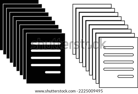 paper document icon on white background. Stacked of financial documents symbol. contract documents pile sign. flat style. 