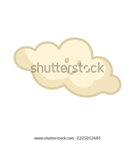 Cute happy cloud smiling cartoon illustration. Adorable magic character in the sky isolated on white background. Fantasy, fairy tale concept