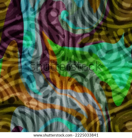 Abstract Digital Watercolor Painting Zebra Animal Skin Seamless Upholstery Pattern with Blurred Tie Dye Background