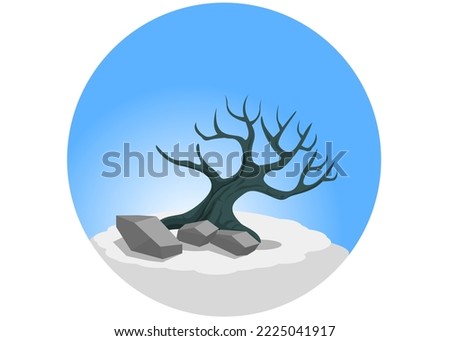 Fantasy Ancient Sacred ice trunk snow Tree Jungle cartoon isolated circle