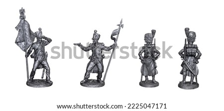French sapper, flag bearer and eagle bearer. Historical figures from the Napoleonic War. Royalty-Free Stock Photo #2225047171