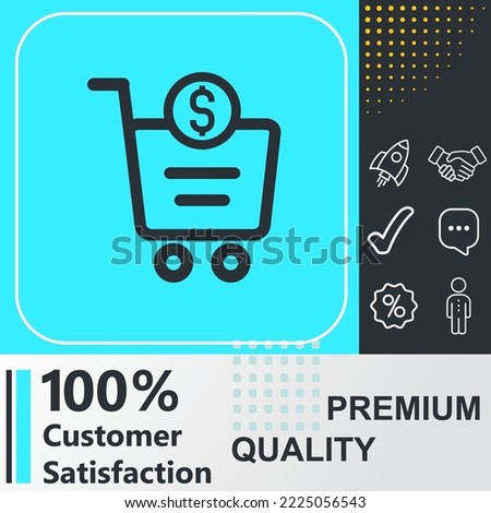 Flat supermarket cart icon. Social media sign. Vector illustration