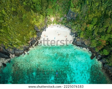 Aerial view of Nui beach in koh Phi Phi Don island, in Krabi, Thailand Royalty-Free Stock Photo #2225076183