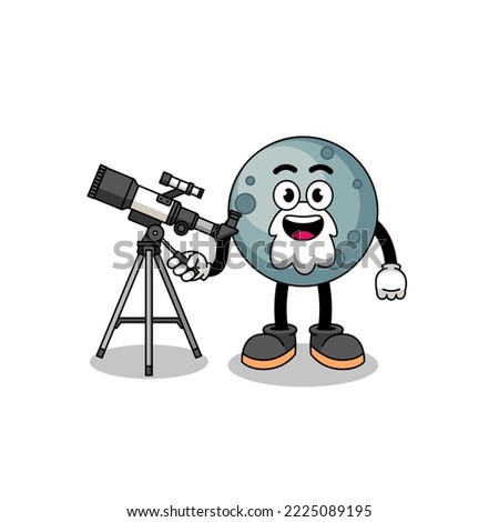 Illustration of asteroid mascot as an astronomer , character design
