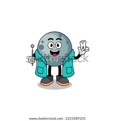 Illustration of asteroid mascot as a dentist , character design