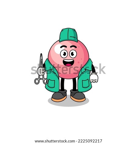 Illustration of gum ball mascot as a surgeon , character design