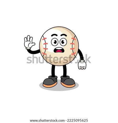 baseball cartoon illustration doing stop hand , character design