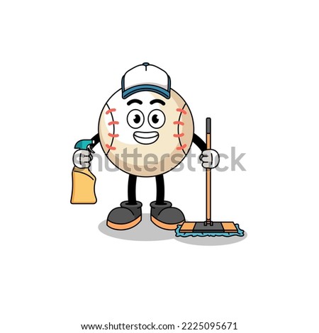 Character mascot of baseball as a cleaning services , character design
