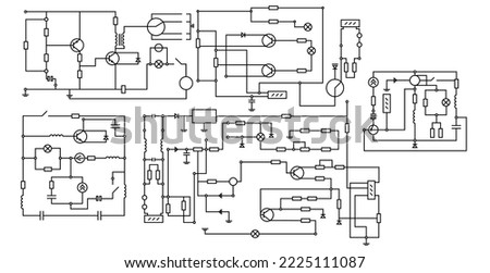 Illustration of wiring diagram on white background, banner design Royalty-Free Stock Photo #2225111087