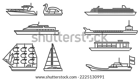 different type water transportation vehicles vector web design elements