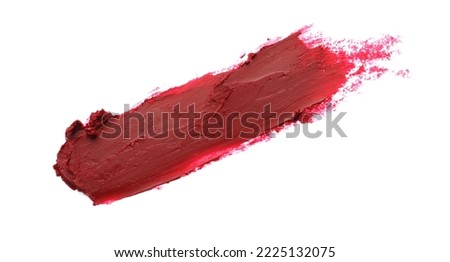 Smear of bright lipstick on white background, top view