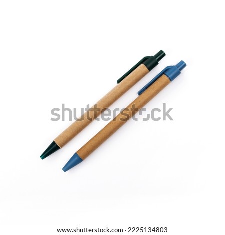 Eco paper ballpoint pen on white background. Royalty-Free Stock Photo #2225134803