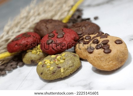 chocolate chip cookies stock photo