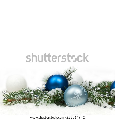 Christmas Decorations Isolated on White Background. Selective focus.