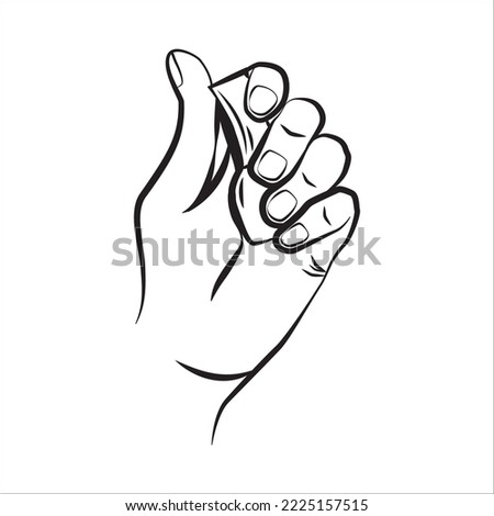 A hand with a bottle of nail polish, a hand-drawn doodle in sketch style. Spa. Manicure. Hand care. Simple vector illustration.