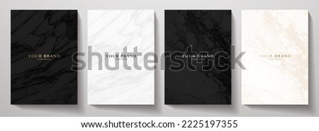 Elegant marble texture set. Vector background collection with black, white line pattern for cover, invitation template, wedding card, contemporary menu design, note book Royalty-Free Stock Photo #2225197355