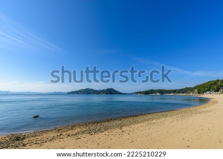 Landscape of the Seto Inland Sea, Sandy beach at Oshima, Ehime Prefecture Royalty-Free Stock Photo #2225210229
