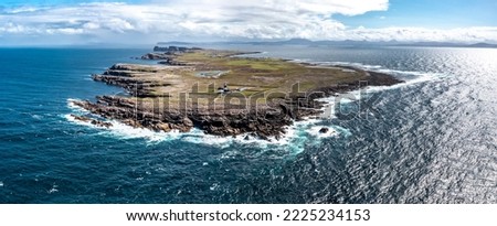 Aerial view of the Lighthouse on Tory Island, County Donegal, Republic of Ireland Royalty-Free Stock Photo #2225234153
