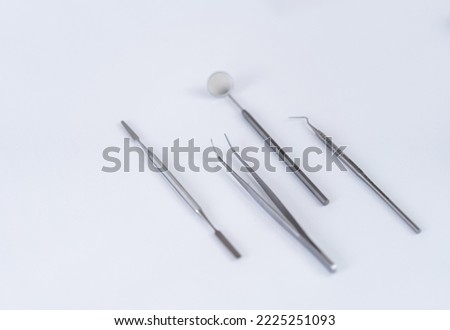 Dental professional instruments. Stainless stomatology equipment.