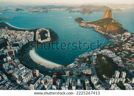 Aerial View of Botafogo Beach and Sugarloaf Mountain in Rio de Janeiro, Brazil