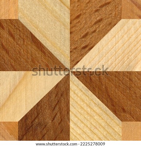 Wooden marquetry, patterns created from the combination of different woods pine hornbeam, wooden floor, parquet, cutting board, isolated on a transparent background Royalty-Free Stock Photo #2225278009