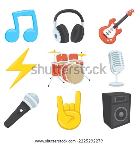 Rock And Roll Sign Emoji Icon Illustration. Music Instruments Vector Symbol Emoticon Design Clip Art Sign Comic Style.