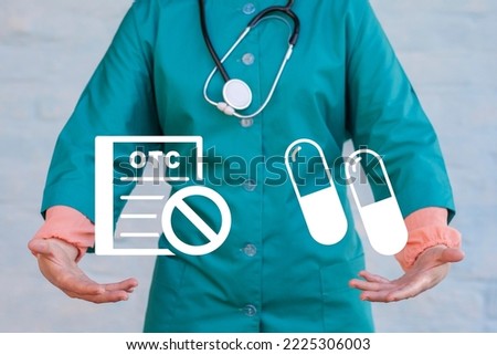 OTC Over The Counter Medical Pharmacy Concept. Royalty-Free Stock Photo #2225306003