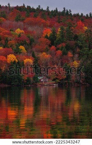 A New England Camp surrounded by Fall colors