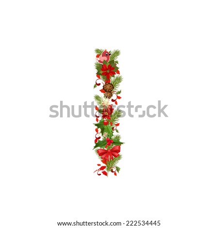 christmas floral tree letter I