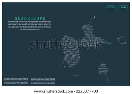 Guadeloupe Map - World map vector template with Grey dots, grid, grunge, halftone style isolated on green background for education, infographic, design, website, banner - Vector illustration eps 10