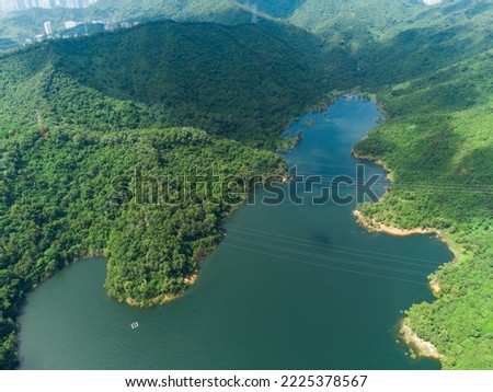 Aerial photo of Meilin Reservoir in Shenzhen