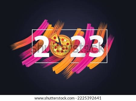 happy new year 2023. 2023 with pizza 