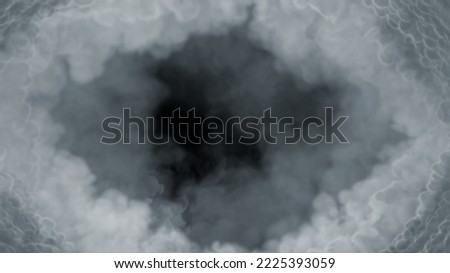 Blue smoke tunnel or clouds screen frame, isolated - object 3D rendering