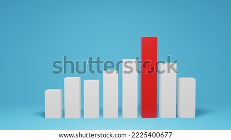 3D illustration, graph chart showing business growth.