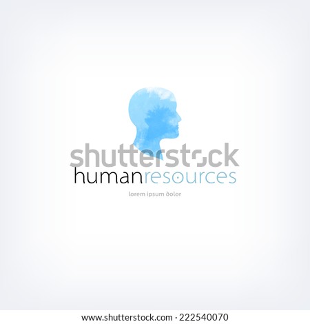 Vector human resources logo design template with watercolor texture