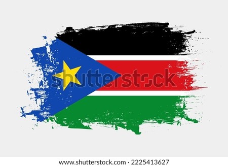 Brush painted national emblem of South Sudan country on white background
