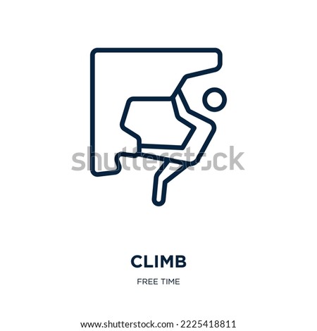 climb icon from free time collection. Thin linear climb, mountain, extreme outline icon isolated on white background. Line vector climb sign, symbol for web and mobile