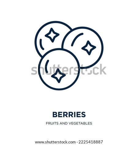 blueberries icon from fruits and vegetables collection. Thin linear blueberries, fruit, blueberry outline icon isolated on white background. Line vector blueberries sign, symbol for web and mobile Royalty-Free Stock Photo #2225418887
