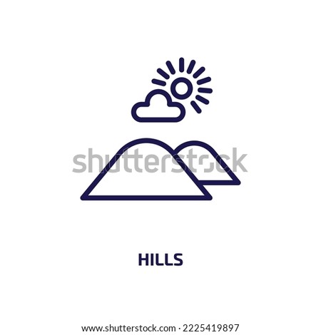 hills icon from nature collection. Thin linear hills, hill, mountain outline icon isolated on white background. Line vector hills sign, symbol for web and mobile Royalty-Free Stock Photo #2225419897