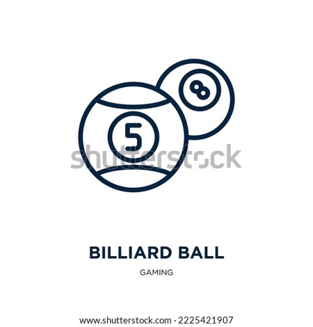 billiard ball icon from gaming collection. Thin linear billiard ball, ball, sport outline icon isolated on white background. Line vector billiard ball sign, symbol for web and mobile