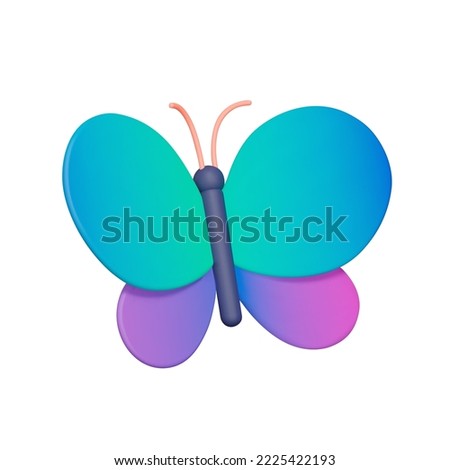 Butterfly 3d icon. Insect. Isolated object on transparent background