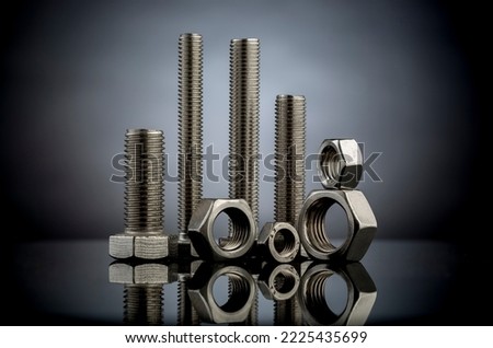 stainless steel fasteners  nuts and bolts for different applications  Royalty-Free Stock Photo #2225435699