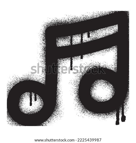 Graffiti Note music icon with black spray paint. Vector illustration.
