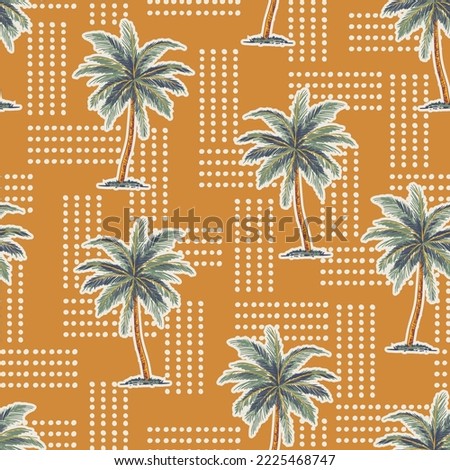 Vintage Summer tropical Hawaii Aloha island , Beach Vibes Seamless pattern Vector Illustration ,Design for fashion , fabric, textile, wallpaper, wrapping and all prints 
